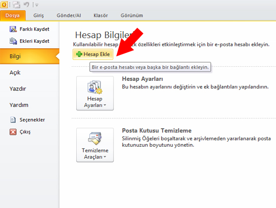 Microsoft Outlook 2010 E-Posta Hesap Kurulumu